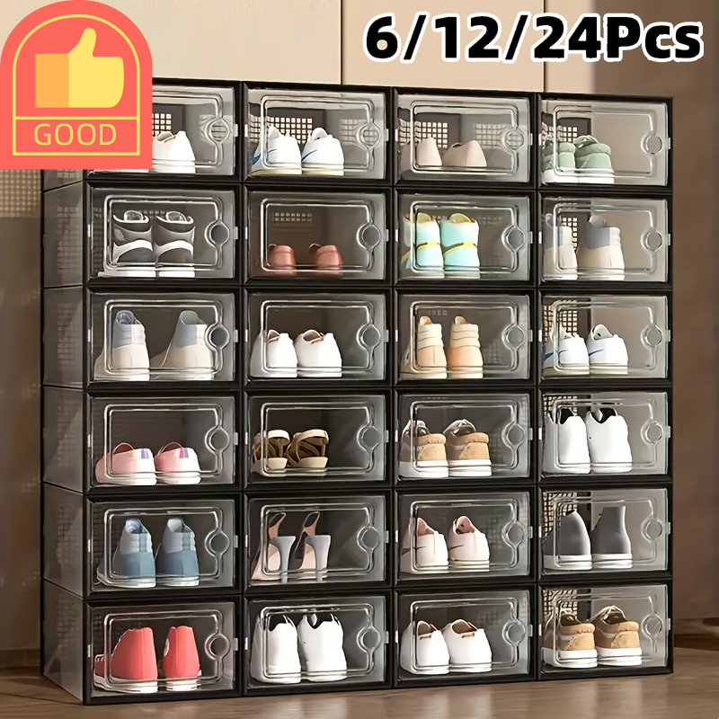 Shoe Box Display - 6/12/24pcs Thick Transparent Shoe Box with